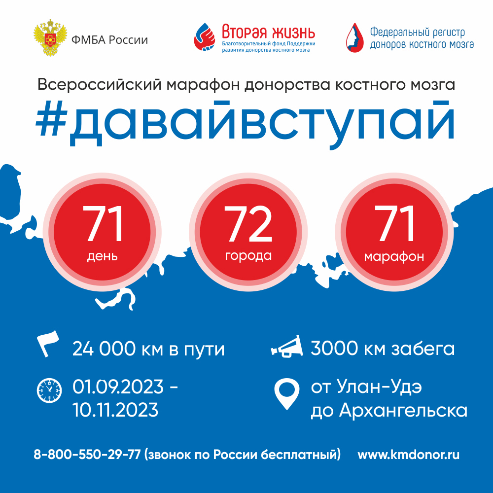 Всероссийский  марафон  донорства костного мозга «#ДавайВступай!» 