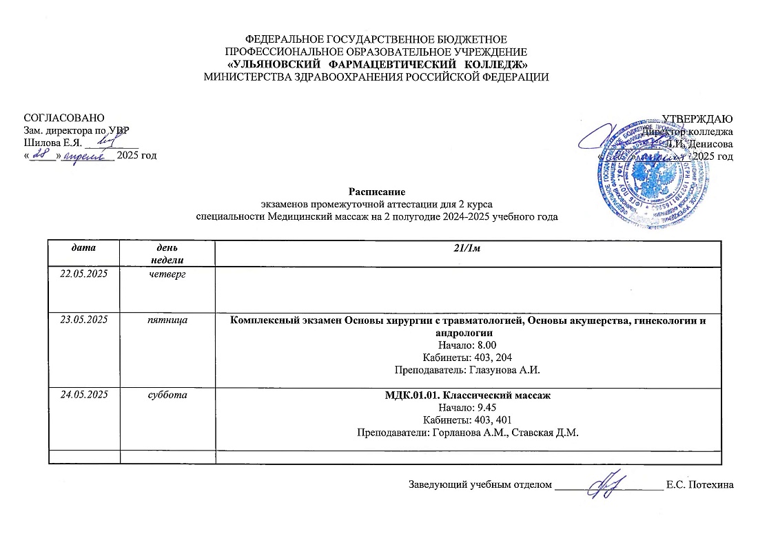 Расписание экзаменов