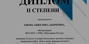 Студентка колледжа стала призером межрегионального заочного конкурса творческих работ