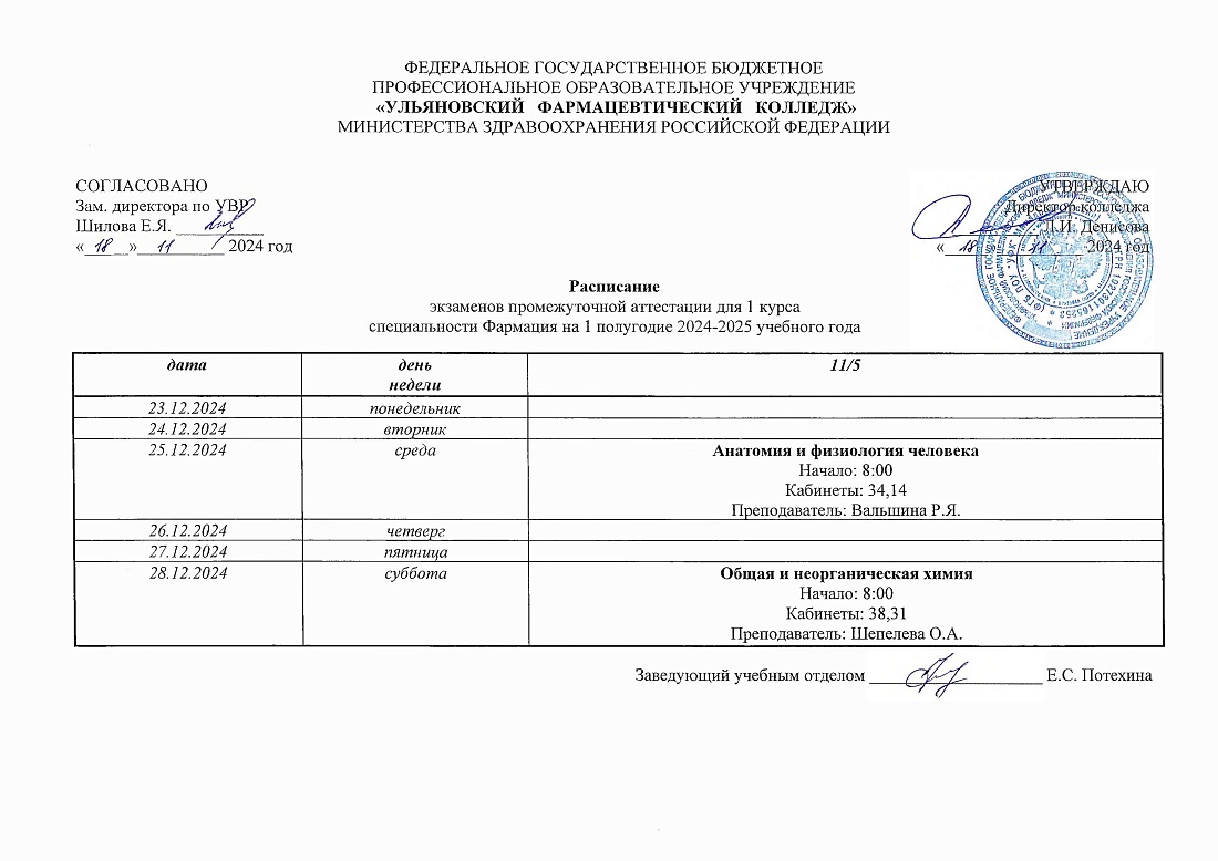 Расписание экзаменов